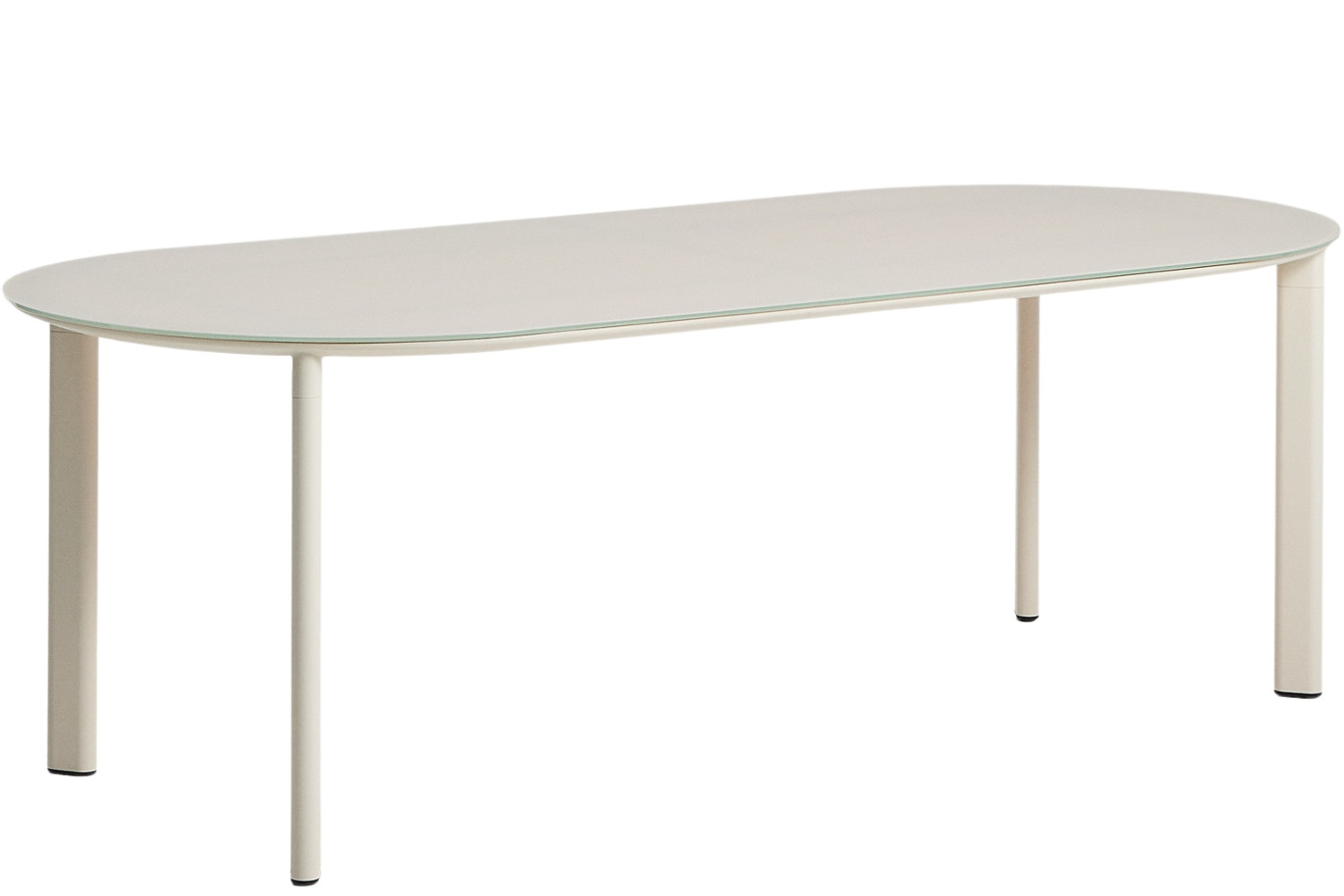 Kave Home Krémový zahradní stůl Erice 230 x 100 cm se skleněnou deskou