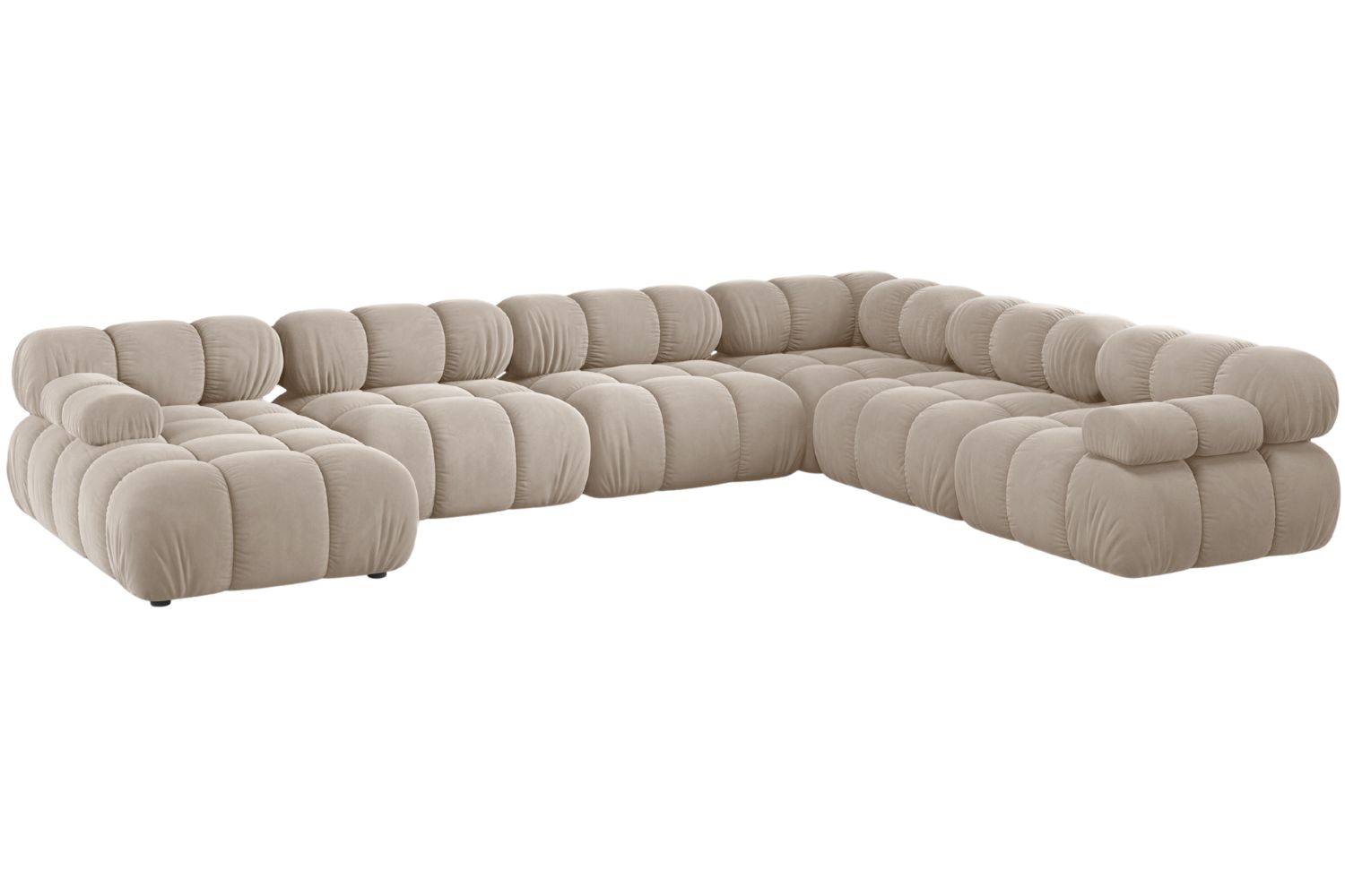 Micadoni Béžová sametová rohová pohovka Bellis 376 cm