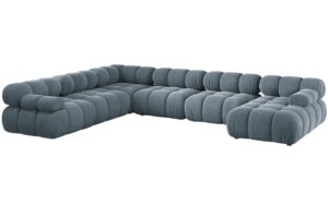 Micadoni Světle modrá sametová rohová pohovka Bellis 376 cm