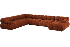 Micadoni Terakotově oranžová sametová rohová pohovka Bellis 376 cm