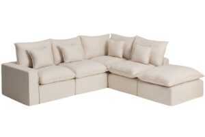 Kave Home Béžová rohová pohovka Anarela 307 cm s odnímatelným potahem