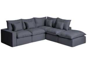 Kave Home Tmavě šedá rohová pohovka Anarela 307 cm s odnímatelným potahem