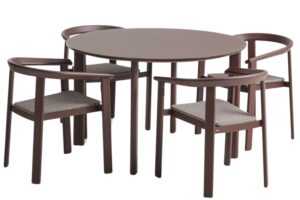 Kave Home Hnědý zahradní set kulatého stolu a šesti židlí Erice