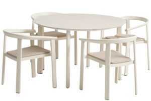 Kave Home Krémový zahradní set kulatého stolu a šesti židlí Erice