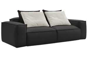 Bobochic Paris Černá koženková trojmístná pohovka Boheme 260 cm