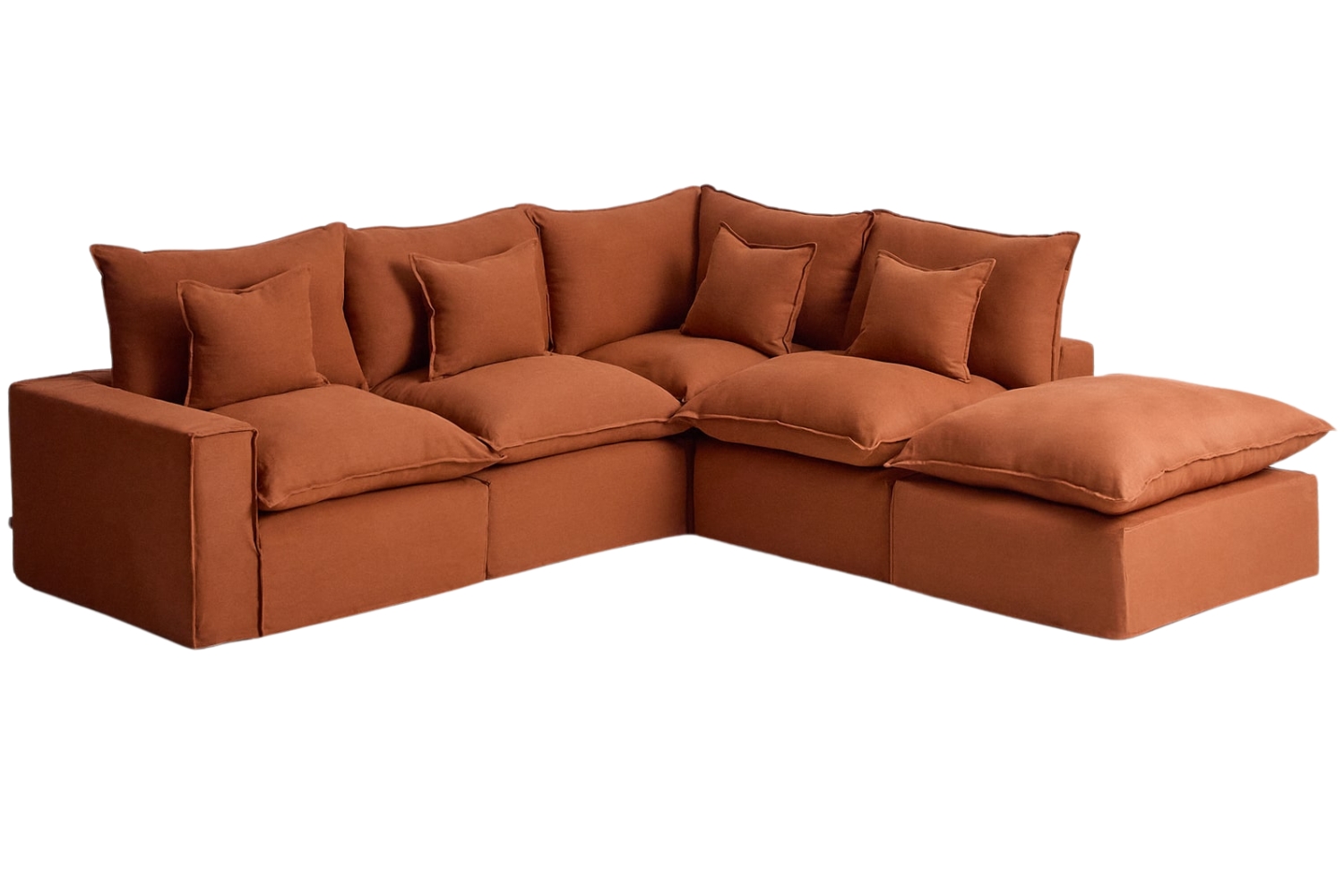 Kave Home Terakotová rohová pohovka Anarela 307 cm s odnímatelným potahem