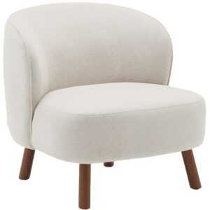 Kave Home Bílé čalouněné křeslo Ulit s hnědou podnoží