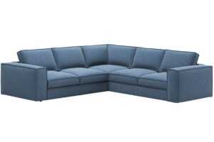 Micadoni Tmavě modrá rohová pohovka Pola 284 cm