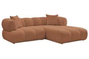 Bobochic Paris Terakotově oranžová bouclé rohová pohovka Pamira 253 cm