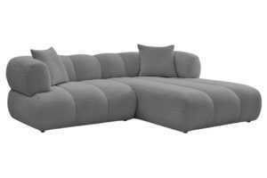 Bobochic Paris Tmavě šedá bouclé rohová pohovka Pamira 253 cm
