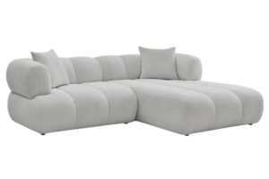 Bobochic Paris Světle šedá bouclé rohová pohovka Pamira 253 cm