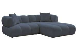Bobochic Paris Tmavě modrá bouclé rohová pohovka Pamira 253 cm