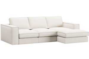 Micadoni Bílá rohová pohovka Pola 284 cm