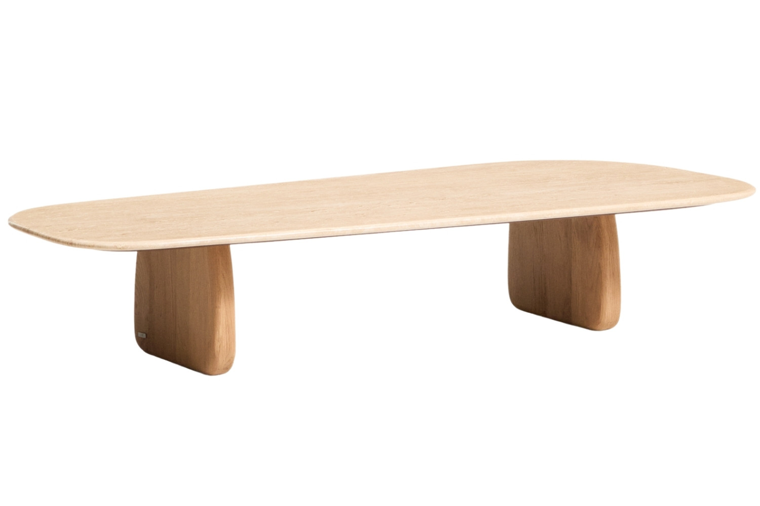 Kave Home Béžový travertinový konferenční stolek Pirita 147 x 65 cm