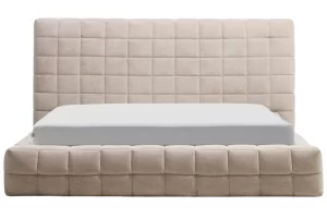 Kave Home Béžová dvoulůžková postel Luiana 160 x 200 cm s odnímatelným potahem