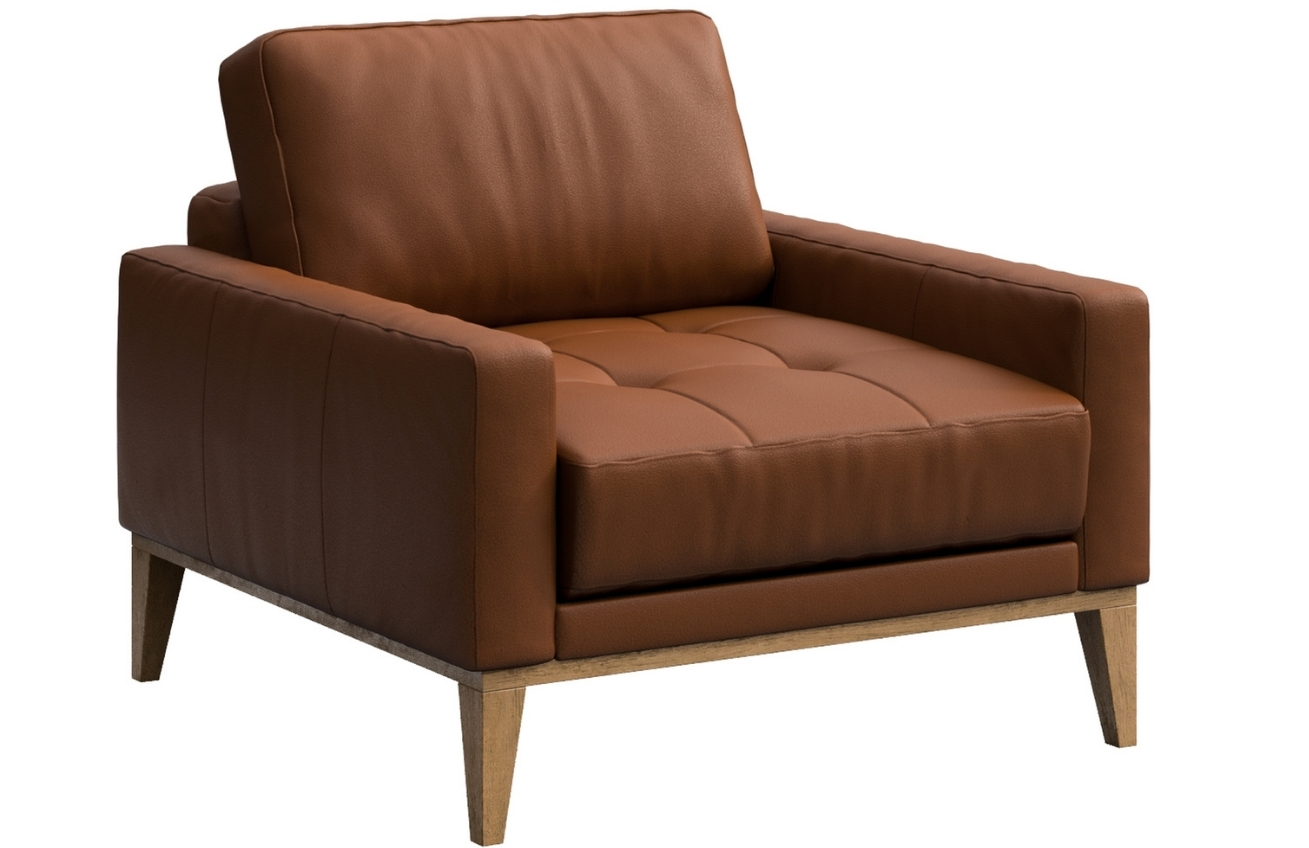 Mesonica Hnědé kožené křeslo Musso Tufted