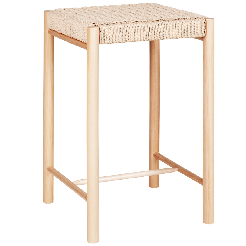 Nordic Living Dřevěná stolička Abannon 67 cm s proutěným výpletem