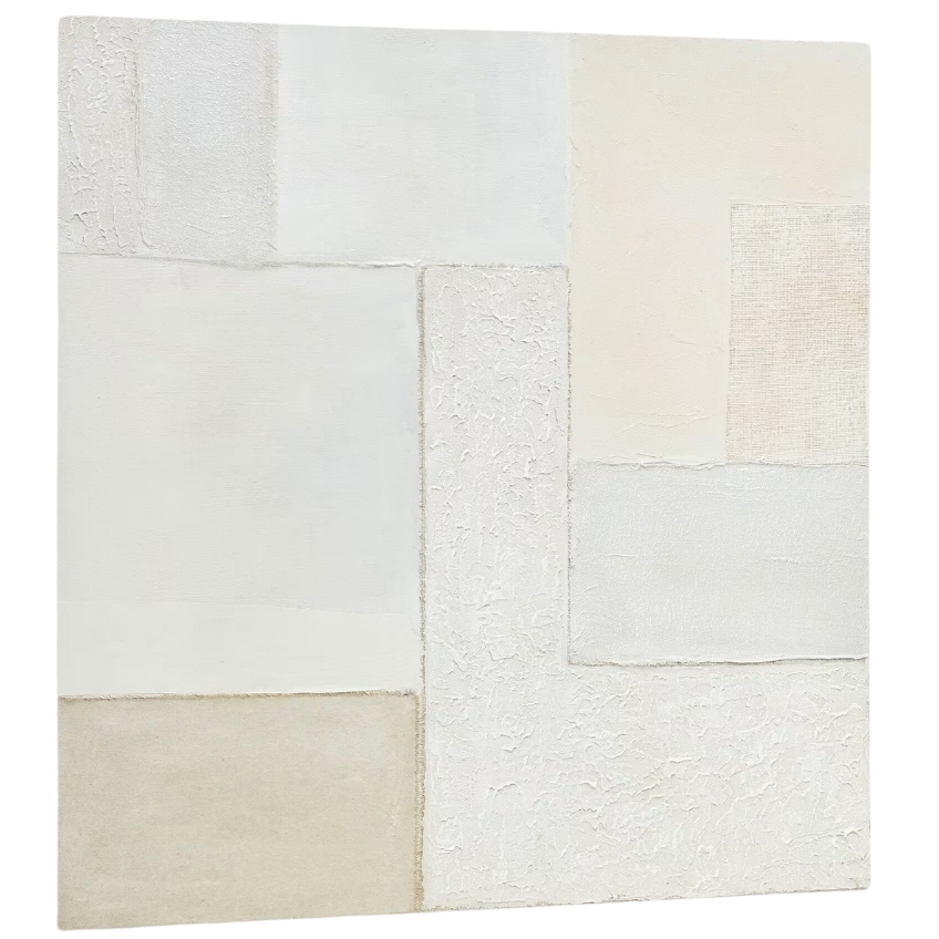 Kave Home Bílý abstraktní obraz Pineda 100 x 100 cm