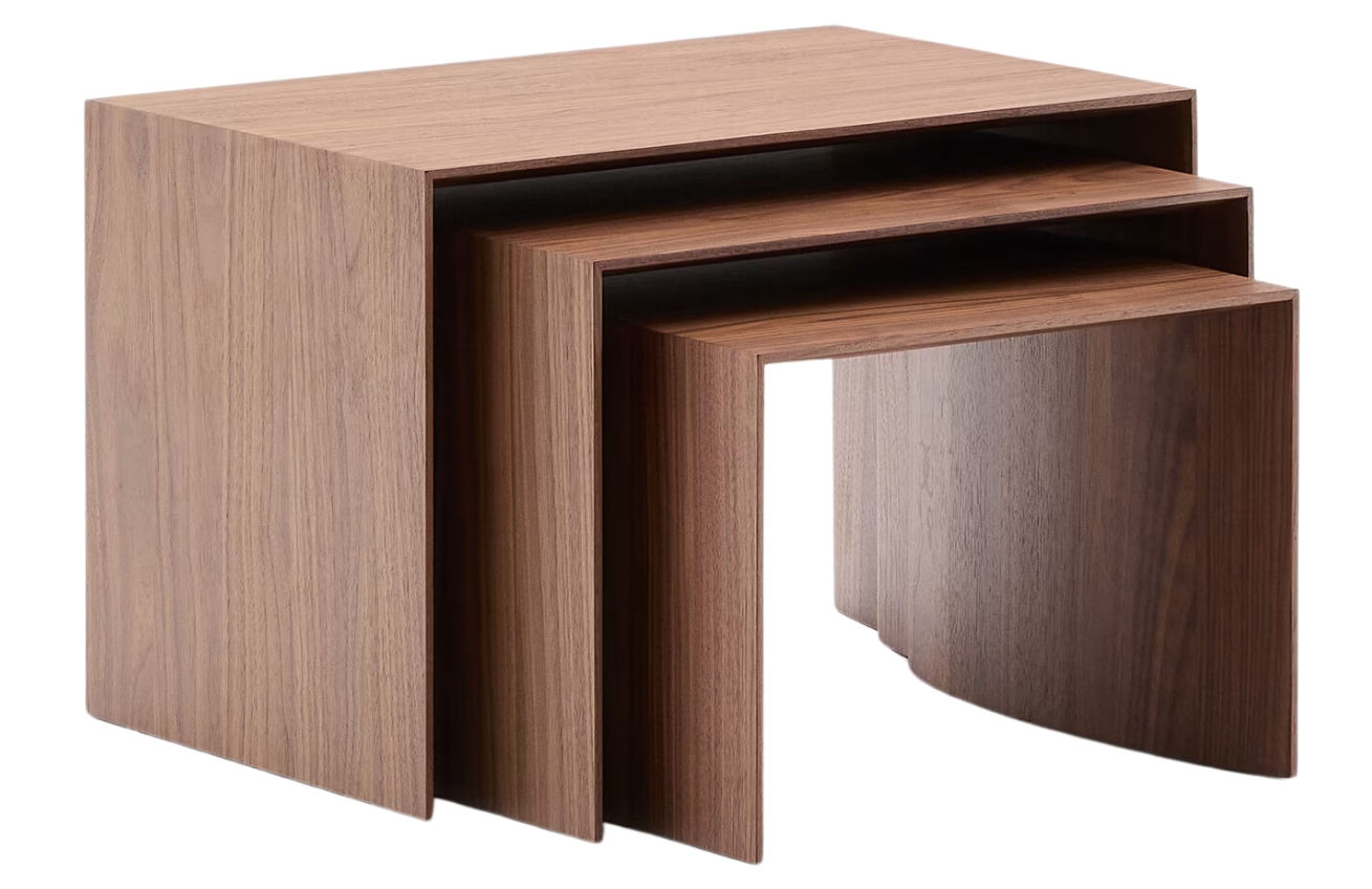 Kave Home Set tří ořechových odkládacích stolků Litto