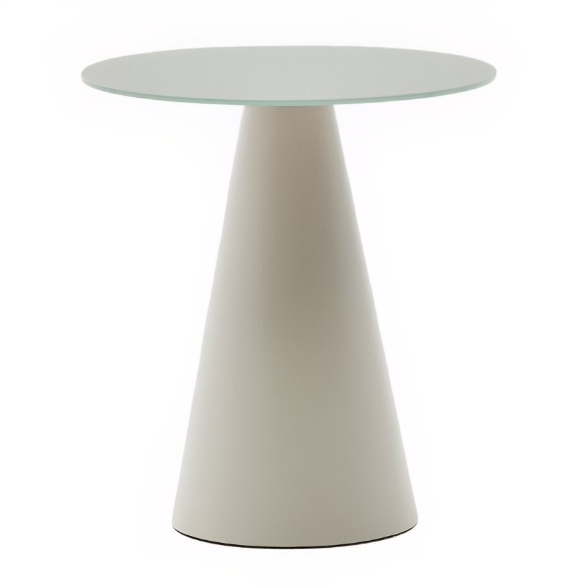 Kave Home Matně šedý skleněný kulatý odkládací stolek Wilshire 50 cm
