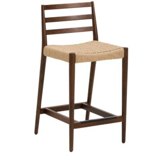 Kave Home Ořechová barová židle Analy 65 cm s výpletem