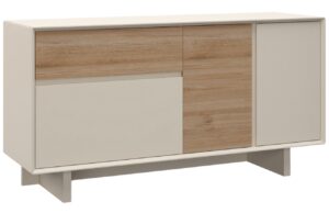 Marckeric Béžová komoda Carpi 146 x 45 cm s dubovým dekorem