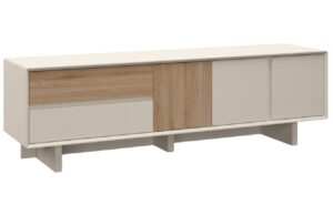 Marckeric Béžový TV stolek Carpi 180 x 45 cm s dubovým dekorem
