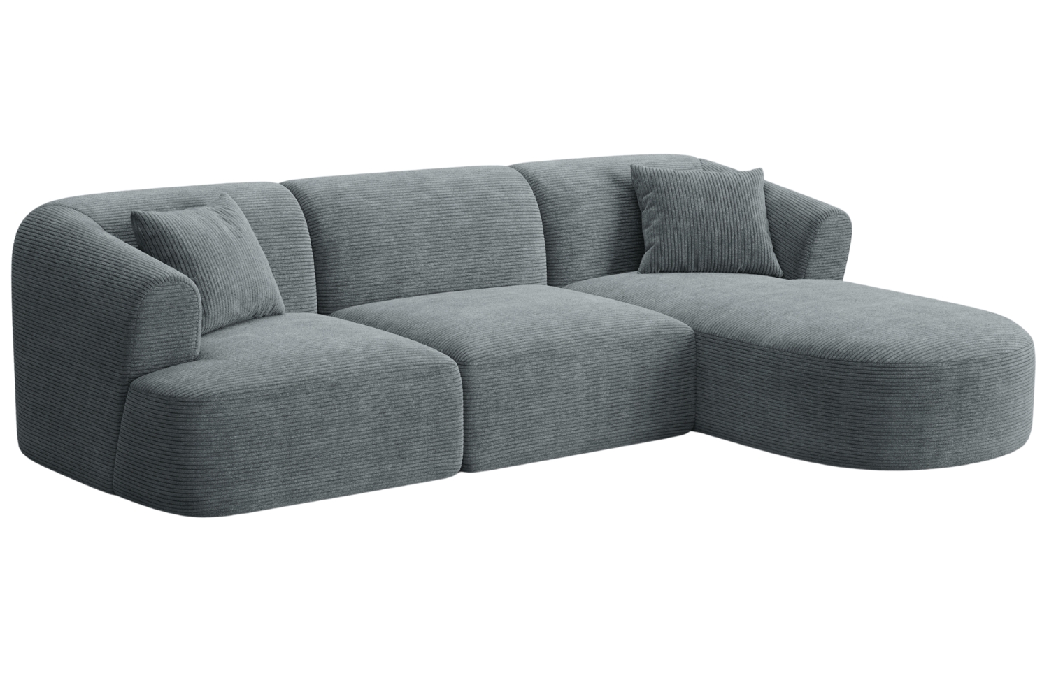 Cosmopolitan Design Šedá manšestrová rohová pohovka Campi 256 cm
