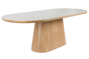 White Label Dubový jídelní stůl ALMIRA 180 x 90 cm s mramorovým dekorem