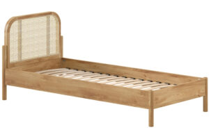 Vipack Dubová postel Olive 90 x 200 cm s ratanovým čelem
