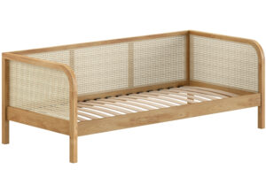 Vipack Dubová postel Olive 90 x 200 cm s ratanovou zábranou