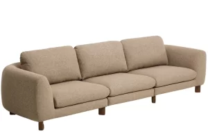 Kave Home Hnědá třímístná pohovka Vera 320 cm s ořechovou podnoží