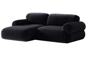 Micadoni Tmavě modrá sametová rohová pohovka Ophelia 236 cm