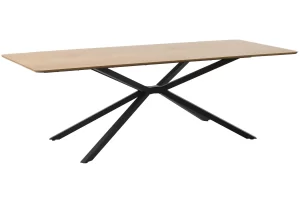Unique Furniture Černý jídelní stůl Cesura 200 x 100 cm s dubovým dekorem
