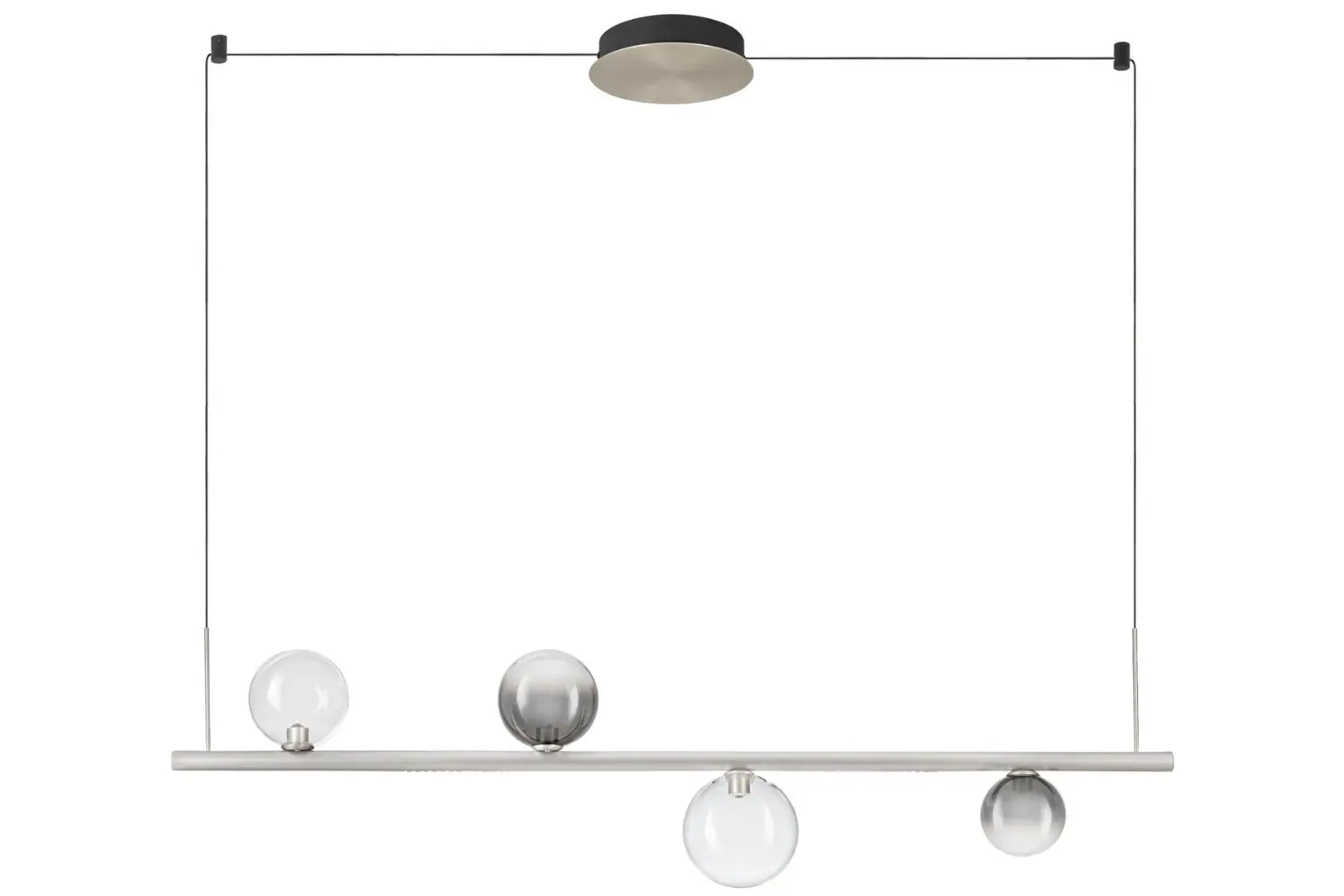 Nova Luce Kouřově šedé skleněné závěsné LED světlo Celso 120 cm se stříbrným zavěšením