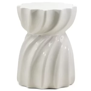 NovaNook Lesklý béžovošedý odkládací stolek Loom ⌀35 cm